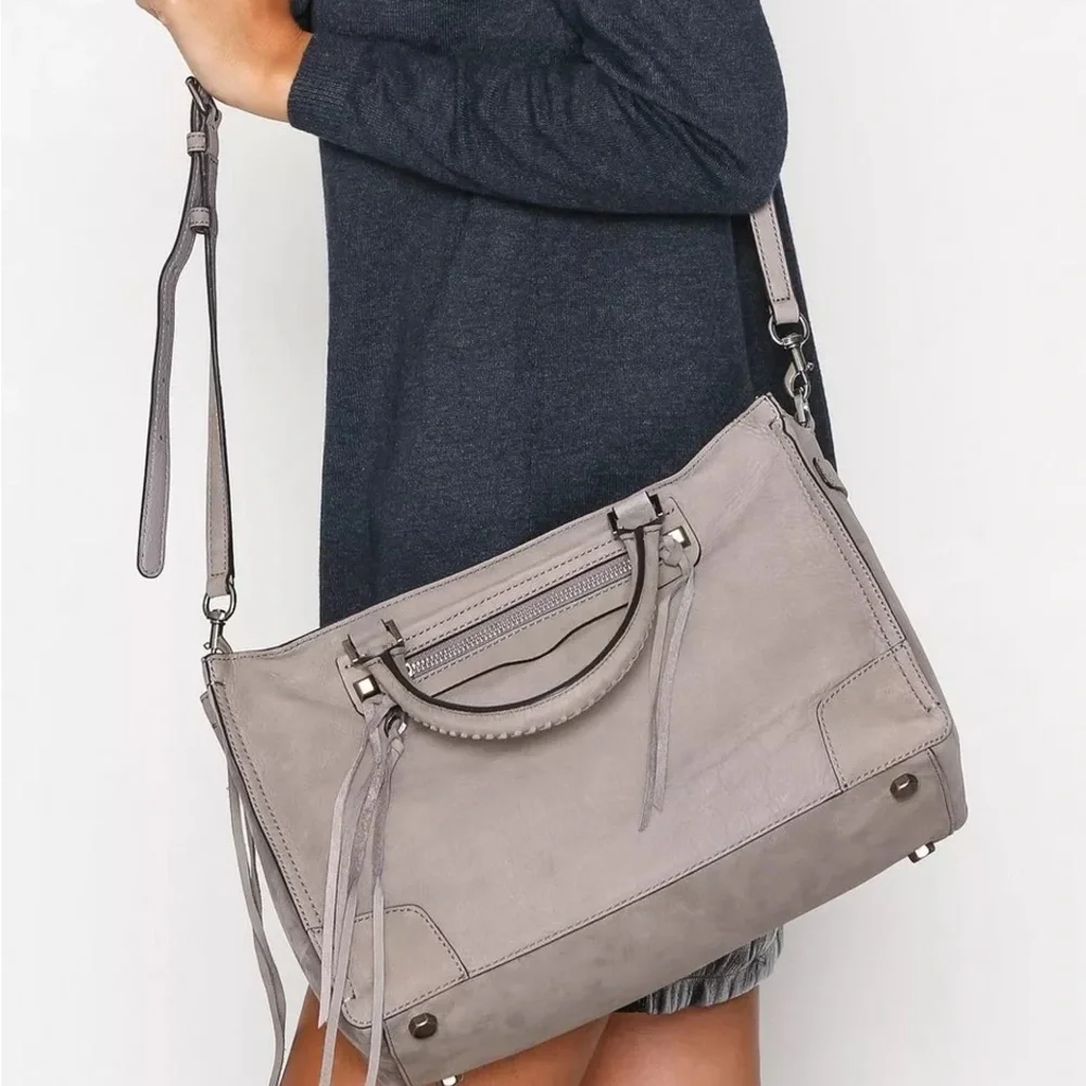 REBECCA MINKOFF Regan Suede Leather Satchel Tote Bag‎